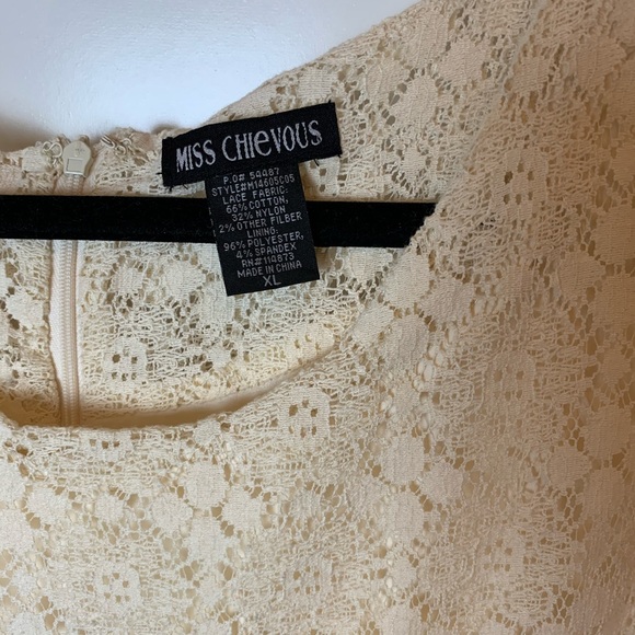 Cream off white lace boho country western short dress x large - Picture 4 of 5